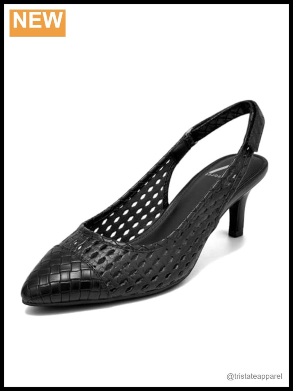 Aerosoles Faux Leather Open Weave Slingback Kitten Heel Pump